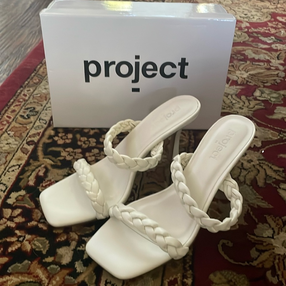 Project white rope heeled sandals